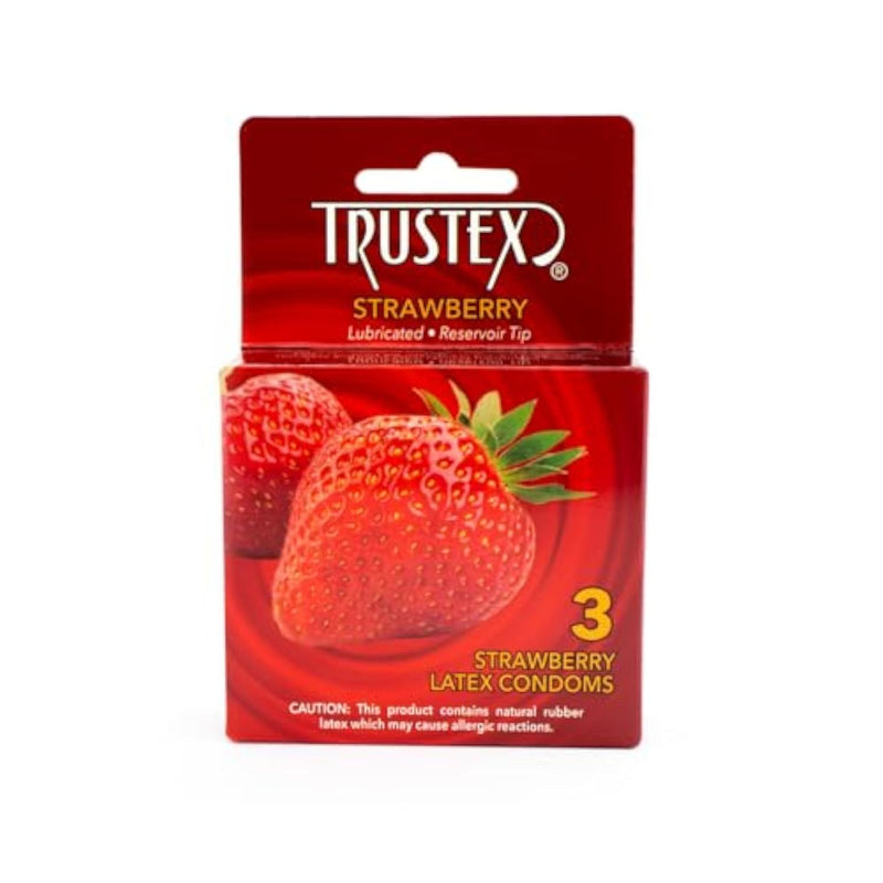 Strawberry Flavored Lubricated Latex Condoms with Silver Pocket Case, 3 Count