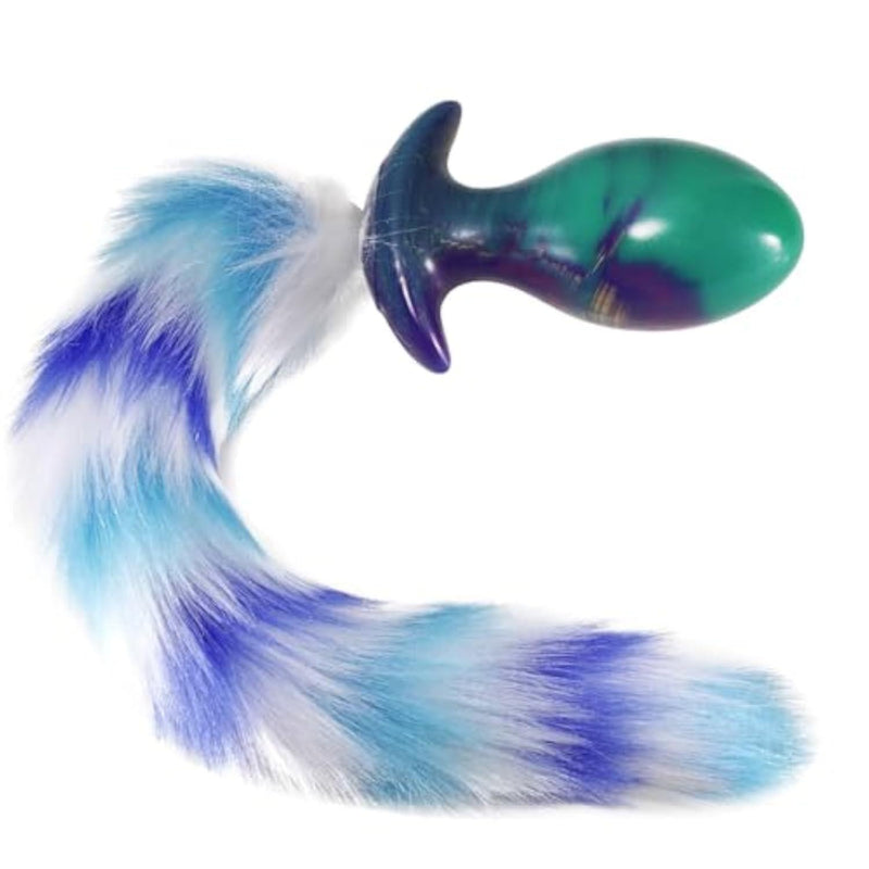 Anal Plug Tail,4.4 in Silicone Butt Plug with T-Base and 11.8 in Furry Tail Plug,Anal Balls Sex Toys for Role Play Women Men