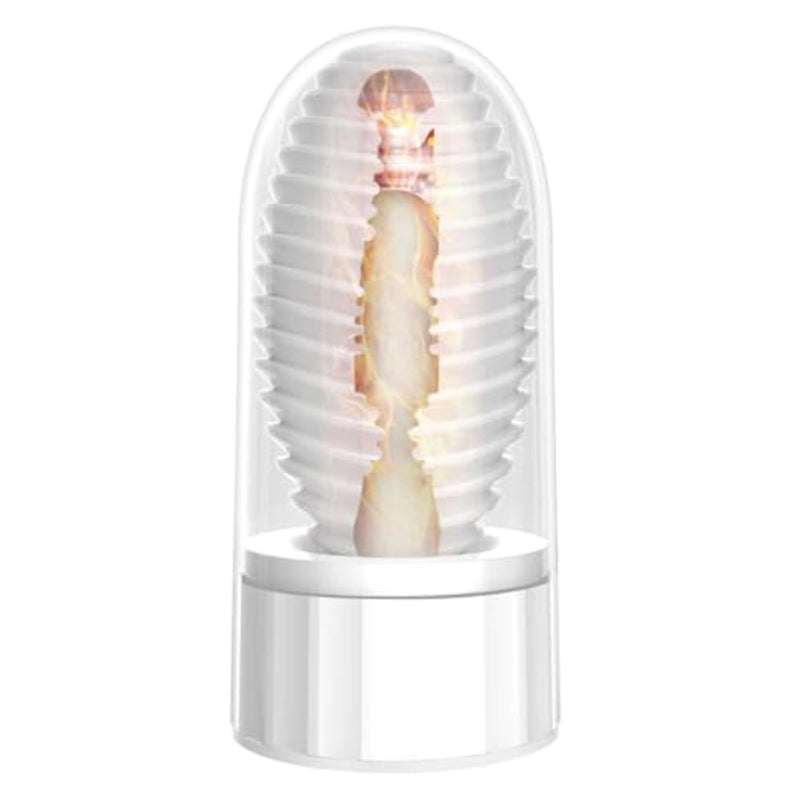 Male Masturbator Portable Stroker with Heating Function Base Textured Pocket Pussy Stretchy Penis Massage Masturbation Sleeve Sex Toys for Men