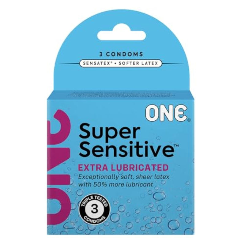 Super Sensitive Extra Lubricated Latex Condoms with Silver Pocket Case, 3 Count