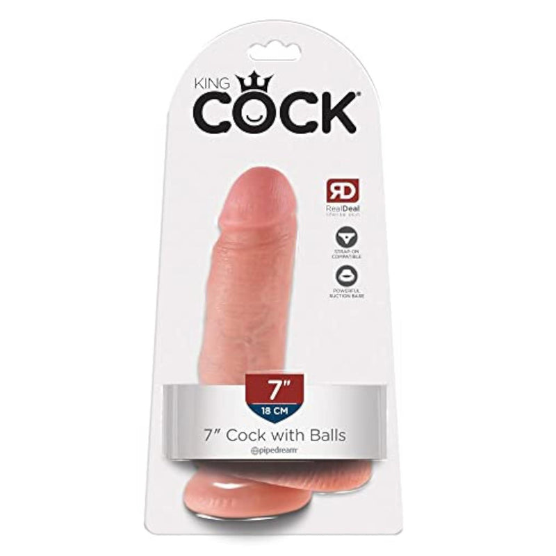 Pipedream King Cock with Balls, Flesh, 7 Inch