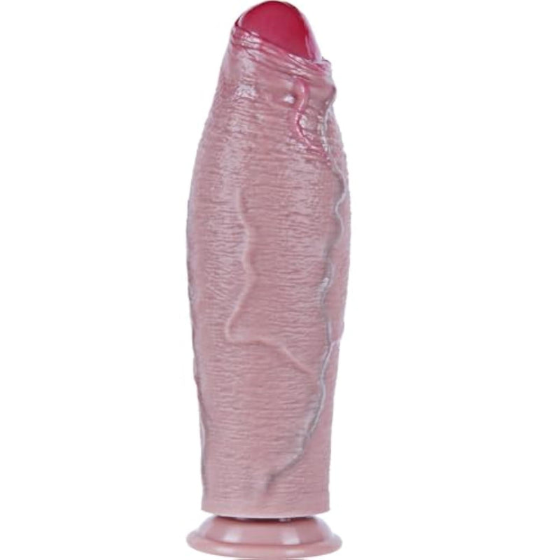2.8 Inch Diameter Thick Huge Foreskin Dildo, 11.8 Inch Realistic Giant XL Dildo,Dual Density Silicone Suction Cup Penis,G-Spot Widened Long Anal Penis,Lifelike Uncut Toy for Experienced Men and Women