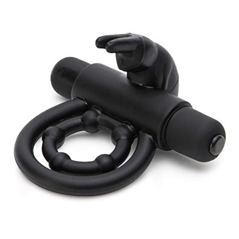 Bionic Bullet Rabbit Vibrating Cock Ring for Couples, Black