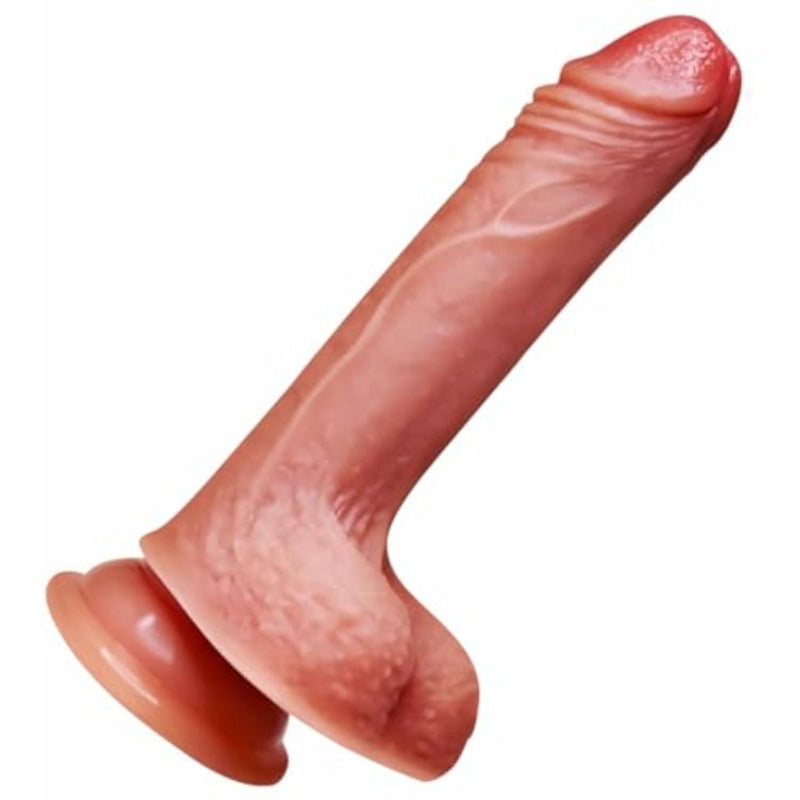 7 Inch Dildo Realistic with Suction Cup, Hands-Free, Beginner Vaginal & Anal Sex Toy, Lifelike Soft Silicone Penis, Waterproof Material, 1.4 in Diameter, Huge Dildo, Dildos