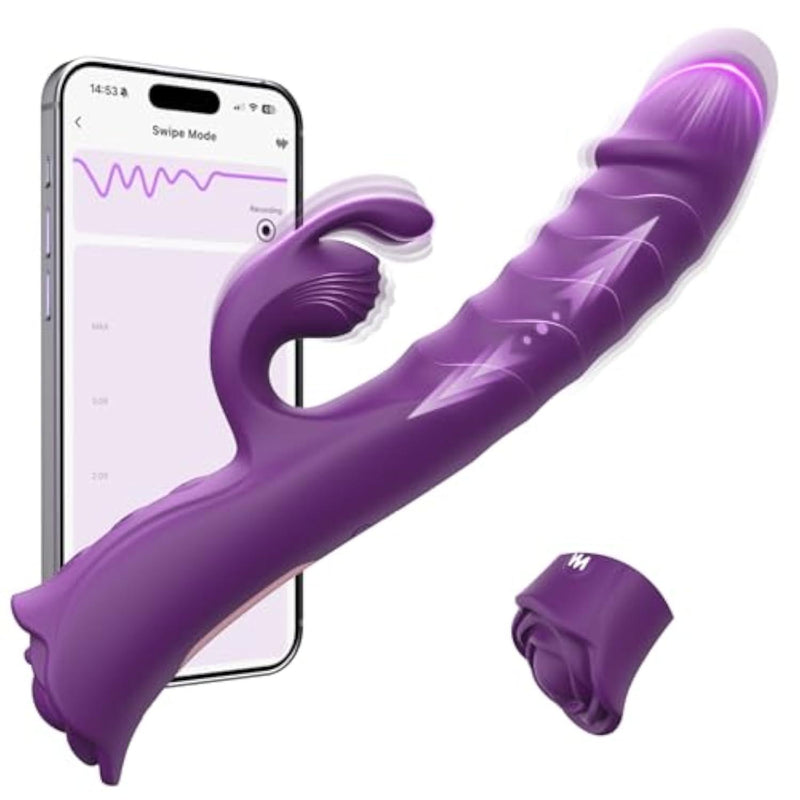Rabbit Vibrator with App Control, G Spot Thrusting Dildo for Women&Couples
