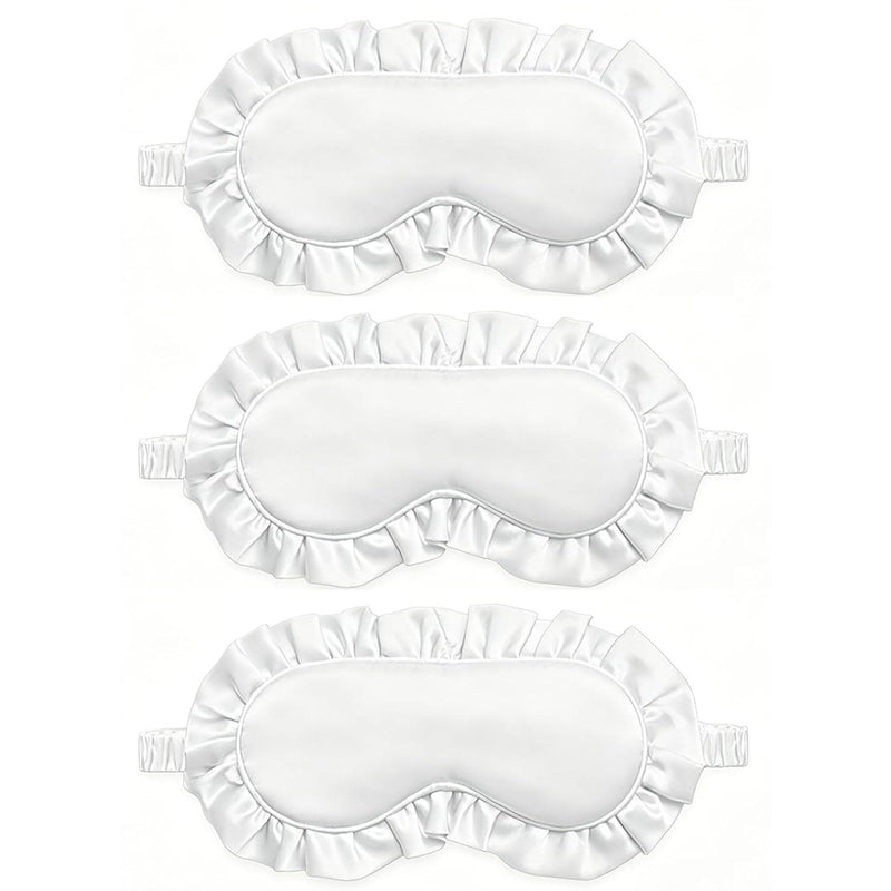 3 Pack Sleep Mask Satin Eye Mask Silk Blindfold Elastic Strap for Night Sleeping Office Travel Suitable for Men Women (White)
