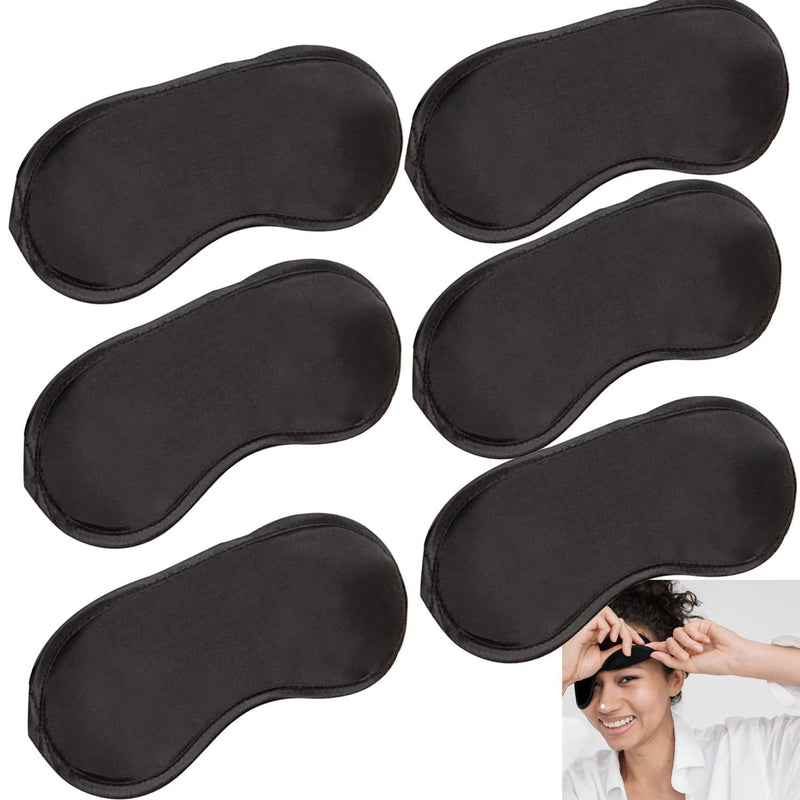 6 Pack Blindfold Eye Mask Cover Sleep Mask for Party Games Travel Sleep Team Build Party Supply with Adjustable Strap for Women Men Kids, Black