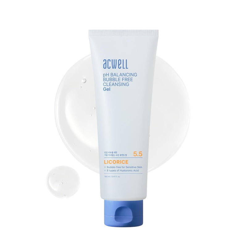 pH Balancing Bubble-Free Hydrating Facial Cleansing Gel 5.4 fl.oz. - For Sensitive Skin, Hyaluronic Acid and Licorice Extracts, Non-foaming Cleanser for Skin Moisturization