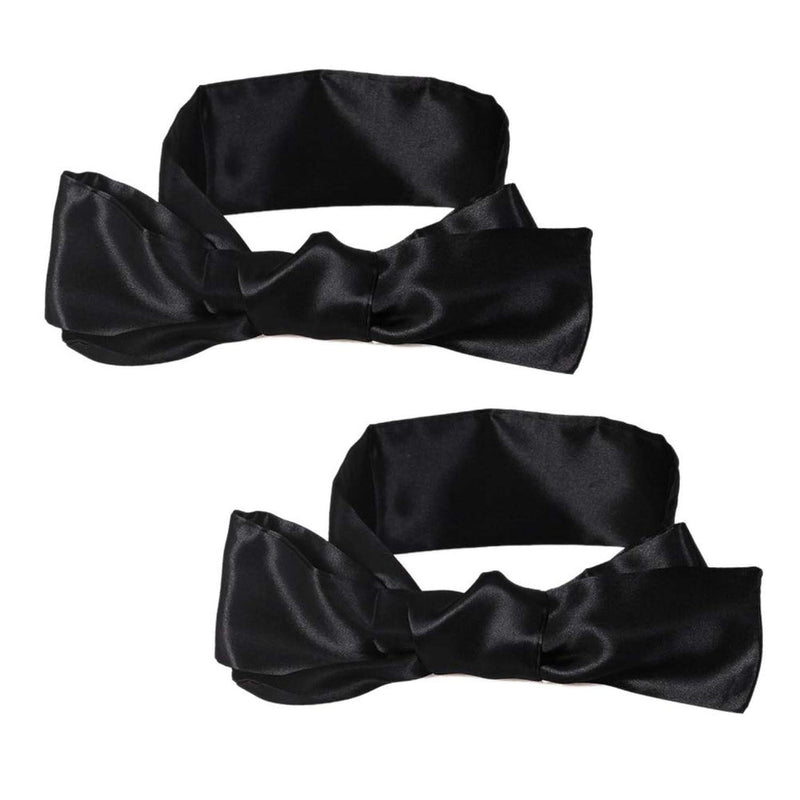 2 Pack Satin Sleep Masks, Adjustable Eye Cover Blindfold, Black