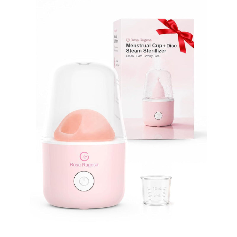Menstrual Cup Sterilizer Fits Menstrual Cups and Disc, See-Through Design, Includes Measuring Cup, Auto Shut Off, for Home, Dorm and Travel