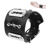 BDSM Cuffs Leather Adjustable Cuff Bondage Restraints Blade Shaped Restraint Fetish Sex Toys for Women Men and Couples