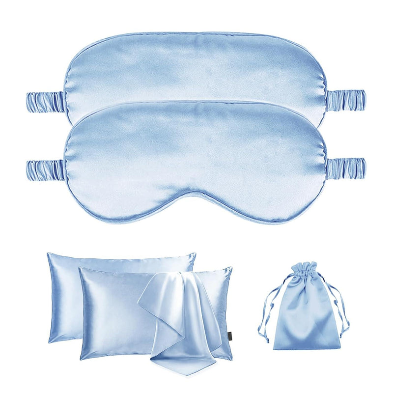 5Pcs Silky Sleep Mask Eye Masks Breathable Soft Satin Pillowcases Set for Sleeping Similar to Silk Pillowcase Travel Gift