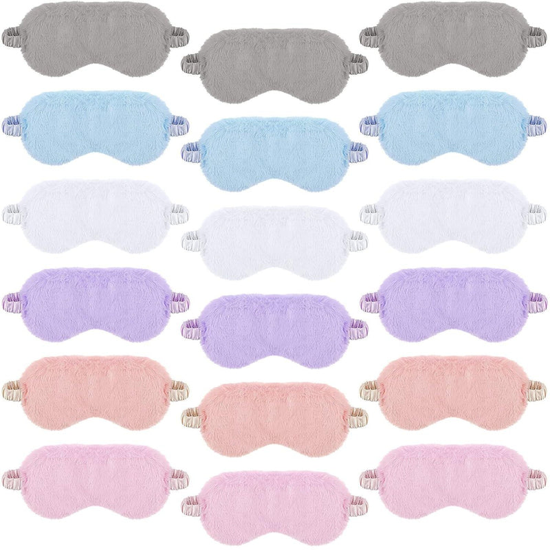 18 Pieces Plush Eye Mask Soft Sleeping Blindfold