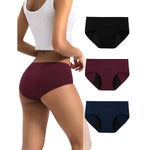 Heavy Flow Period Underwear for Women Teens, Leak-Proof Menstrual Cotton Protective Hipster Panties 3-Pack