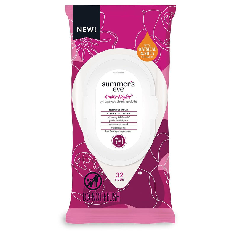Summer's Eve Refreshing Feminine Wipes, Amber Nights, 32 Count