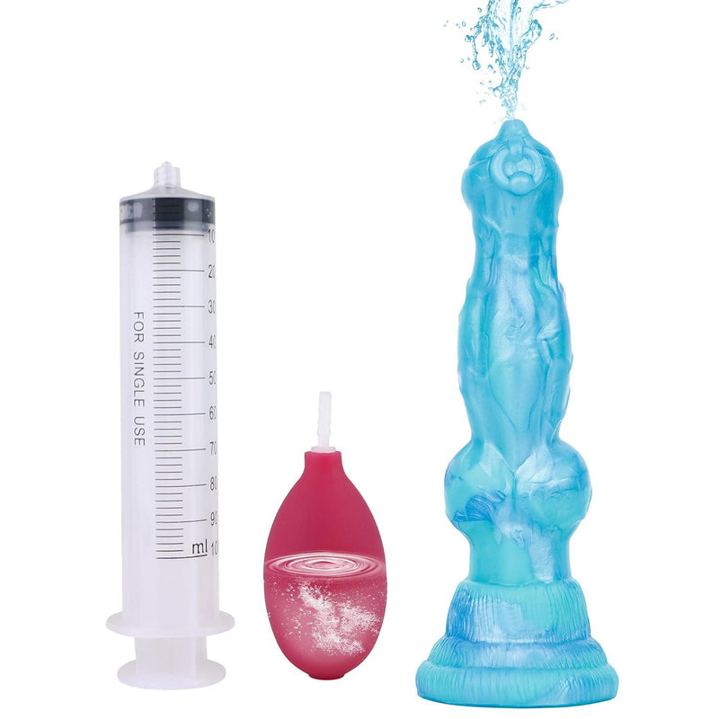 Monster Squirting Dildo Anal Sex Toy with Big Knots and Texture, Soft Silicone Dog Mini Dildo with Suction Cup, Anal G Spot Prostate Massage Ejaculating Adult Sex Toys for Women Couples