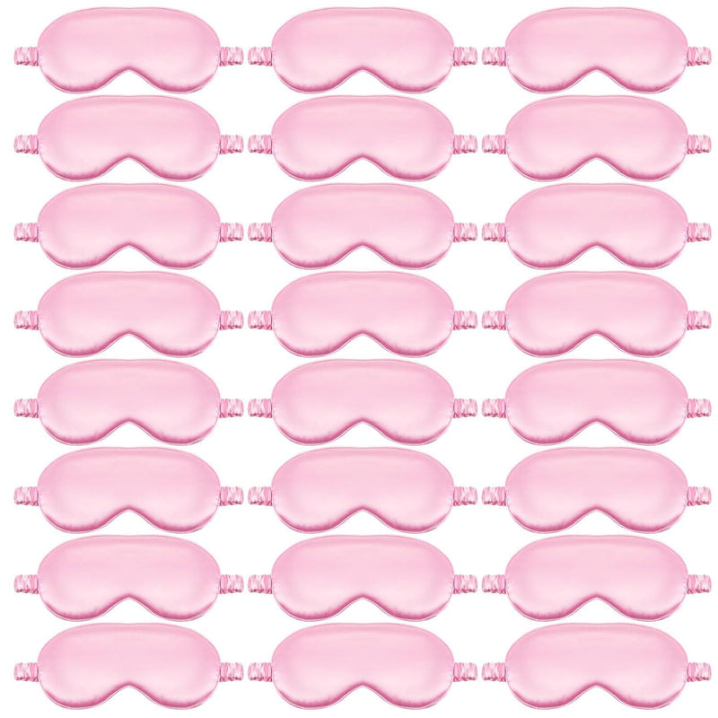 24 Pcs Silk Sleep Eye Masks Soft Satin Masks for Sleeping with Adjustable Elastic Strap Comfortable Blindfold Eyeshade for Men Women Travel Nap Night Sleep (Light Pink)