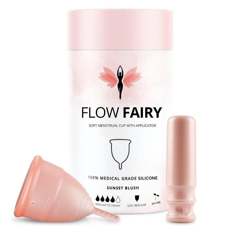 Menstrual Cup with Applicator – Reusable 100% Medical-Grade Silicone Period Cup for Beginners – Leak-Free, Eco-Friendly, BPA & Latex Free, Up to 12-Hour Protection (Regular)