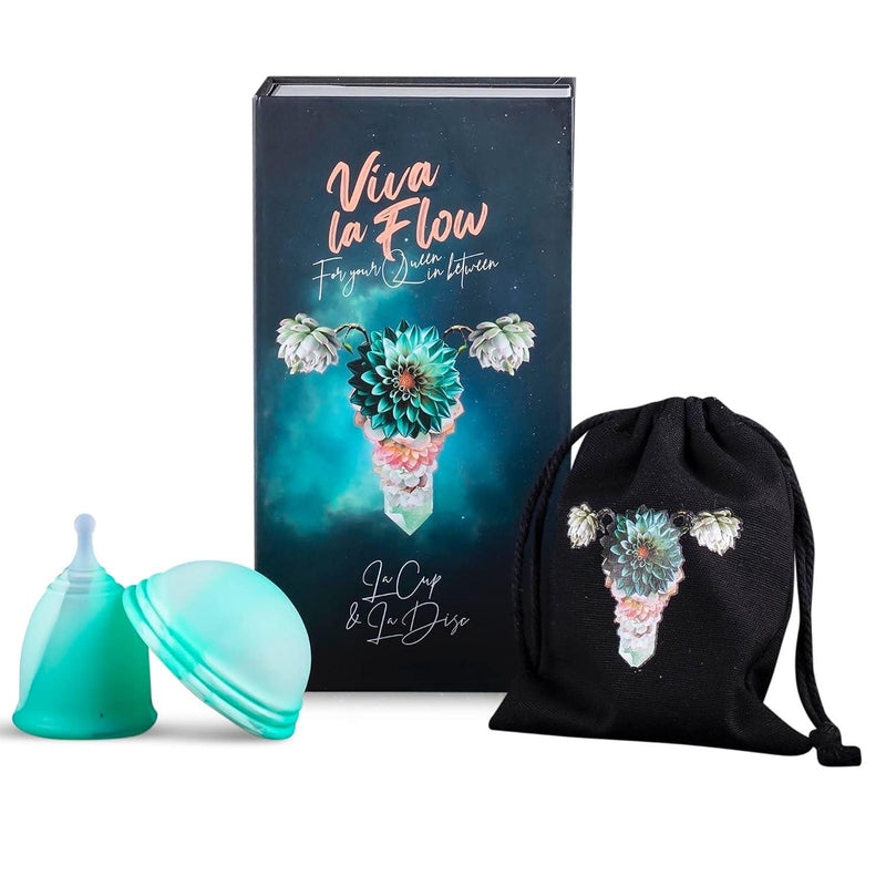 La Cup & Menstrual Disc Pack | Premium Medical Grade Silicone Designs - Menstrual Cups & Disc (Disc Requires No Suction) | Soft & Comfortable (Size B) (Minted)