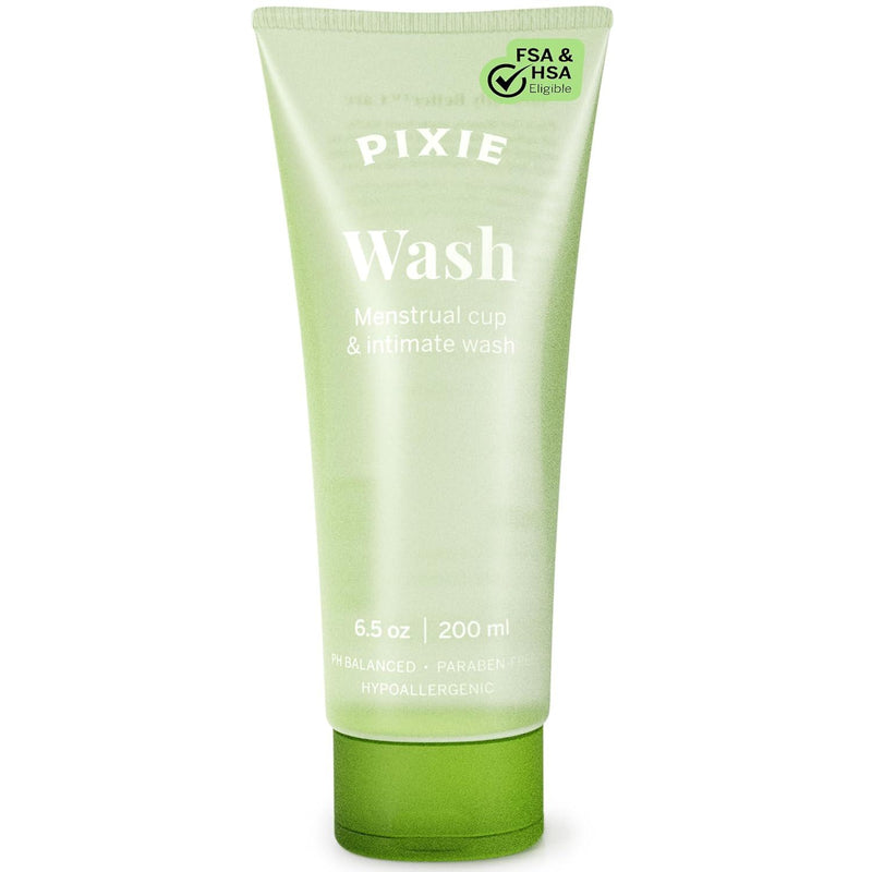 Pixie Feminine Wash - Best Formula to Wash Your Period Cups - Organic and Natural Ingredients & pH Balanced - Gel Cleaner - Sterilizer Soap for Menstrual Discs, 6.5 Fluid oz
