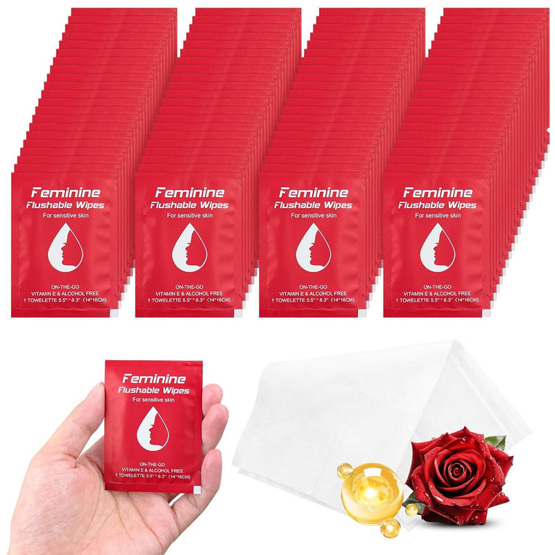 100 Feminine Wipes Flushable Travel Individually Wrapped