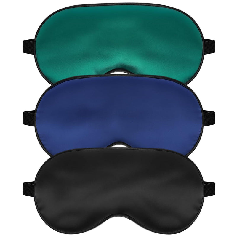 Silk Sleep Mask, Blackout Sleeping Eye Mask with Adjustable Strap 3 Pack