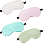 4 Pack Silk Sleep Eye Mask, Light Green, Emerald, Silver, Light Pink