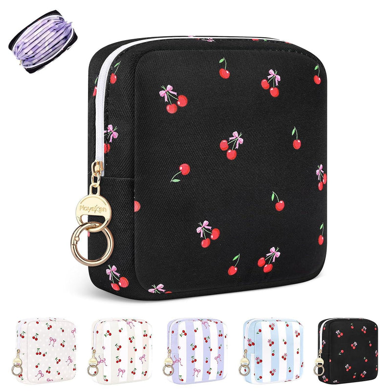 Period Bag for Teen Girls, Canvas Sanitary Napkin Storage Bag with Zipper, Portable Menstrual Pad Bag Tampon Holder for Purse