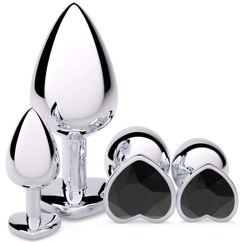 Anal Plug Beginner Set, 4 PCS Stainless Steel Butt Plug Kit