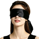 Satin Sleep Mask for Sleeping, 63" Long Adjustable Soft Eye Mask Blindfold, Comfortable Light-Blocking Blackout Eye Cover for Travel, Meditation & Night Sleep, Gift for Women & Men (Black)