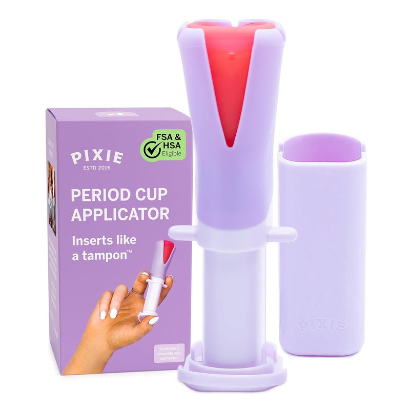 Pixie Menstrual Cup Applicator - Inserts Like A Tampon - Every Woman Can Now Use Period Cups - Perfect for Long Nails - Self Sanitizer TPE Properties - Travel Case (Cup Applicator)