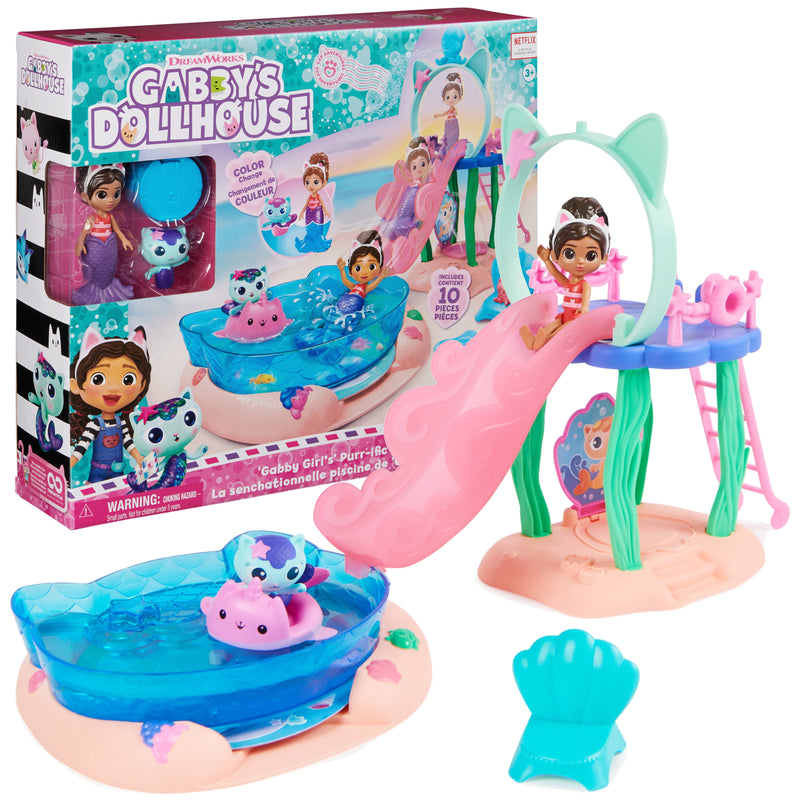 Gabbyâ€S Dollhouse, Pool Playset With Figures And Accessories