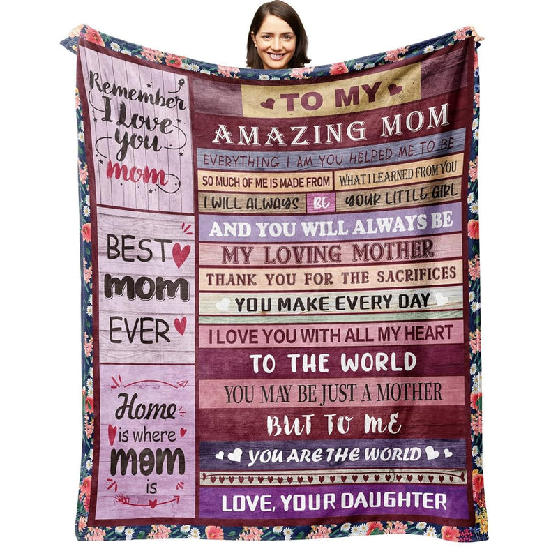 Mom Blankets From Daughter Birthday Gifts For Mom From Son, My Amazing Mom Bla