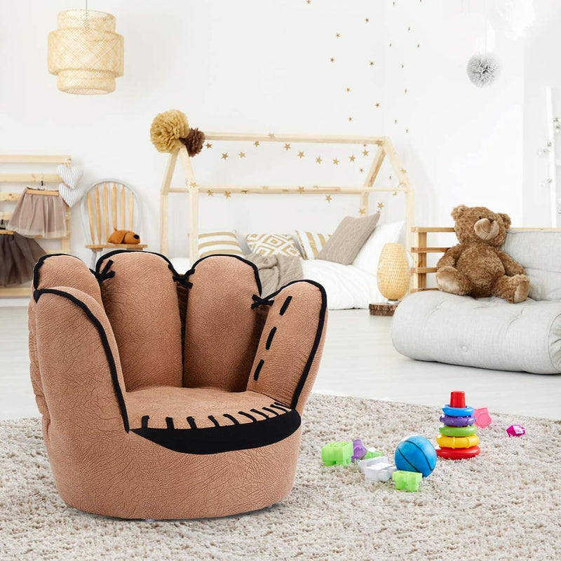 Kids Sofa, Upholstered Toddler Couch Chair With Wood Construction, Baseball Gl