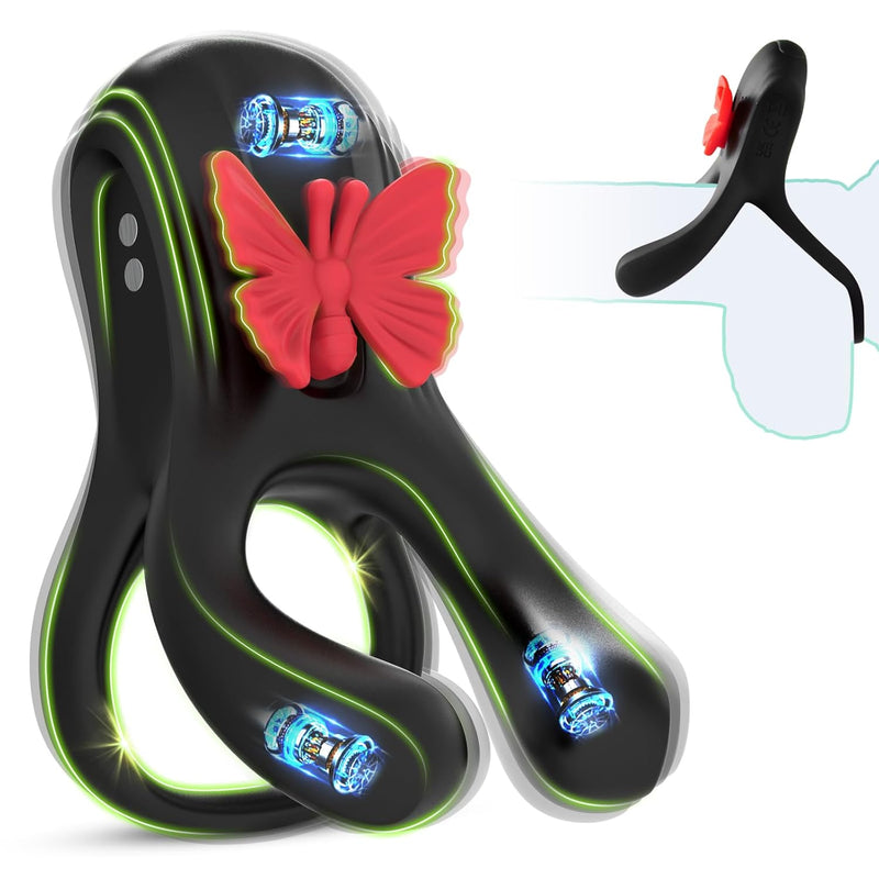 Vibrating Cock Ring Couple Sex Toys - Newly 3 In 1 Penis Ring Vibrator With Butterfly Clitoral Stimulator, 3 Motors 10 Vibration Modes Adult Sex Toy For Couples Women Men Pleasure