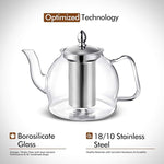 1000ml Glass Teapot with Removable Infuser, Stovetop Safe Tea Kettle, Blooming and Loose Leaf Tea Maker Set
