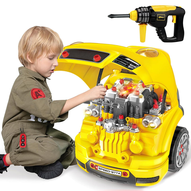 Large Truck Builder Kit For Toddlers 3 5, Kids Mechanic Workshop Set With L