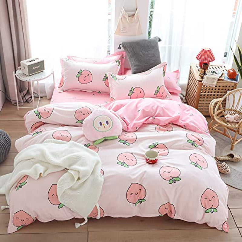 Cartoon Duvet Cover Set Full Pink Peach Bedding Kid Kawaii Girl Lovely Comfort