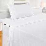 Twin Sheet Set – Soft Microfiber 3 Piece Hotel Luxury Bed Sheets With Deep Pockets - Embroidered Pillow Case - Side Storage Pocket Fitted Sheet - Flat Sheet (White)