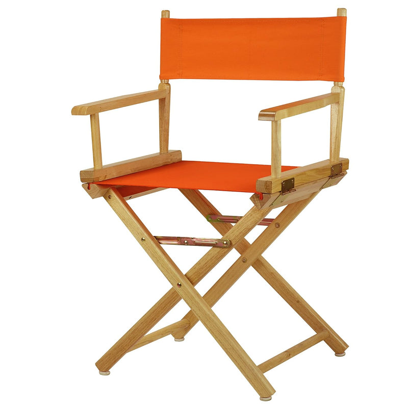 18" Director'S Chair Natural Frame With Tangerine Canvas