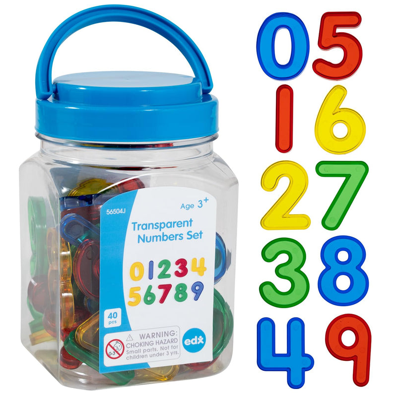 Transparent Numbers Set Mini Jar Set Of 40 Colorful, Plastic Numbers Light