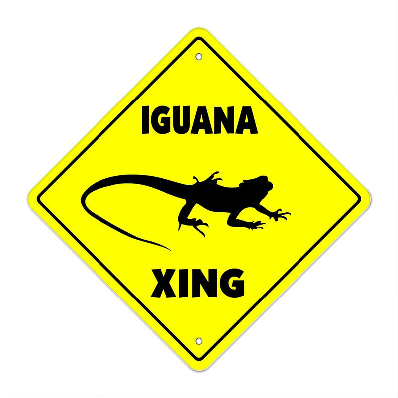 Iguana Crossing Sign Zone Xing | Indoor/Outdoor | 12" Tall Plastic Sign Animal