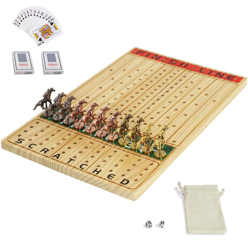 Horse Race Board Game Racing Game Thickened Solid Wood With 11 Luxurious Du