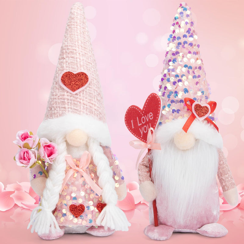 2Pcs Valentines Day Gnomes Decorations, Mr & Mrs Valentine Gnome Decor For Hom
