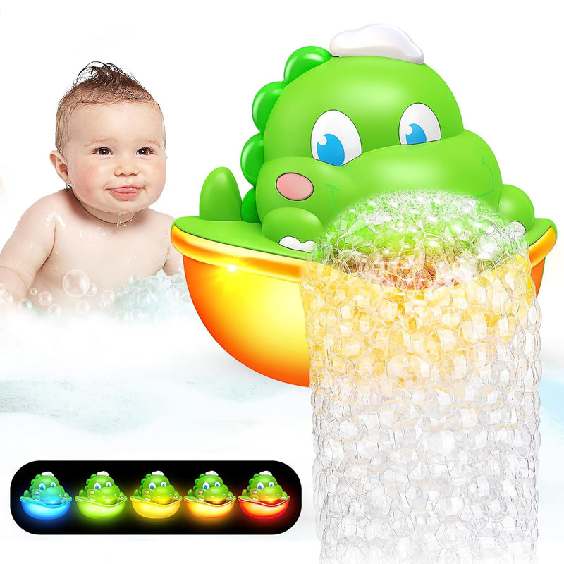 Light Up Bath Toys,Baby Bath Toys Dinosaur Bath Bubble Machine Automatic Ba