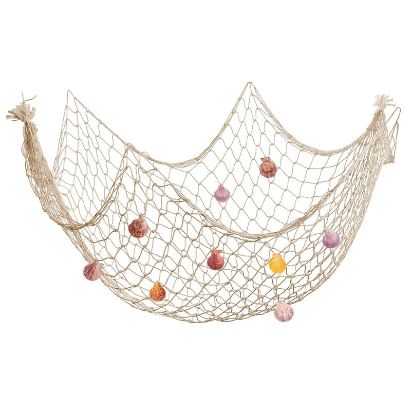 Fish Net Wall Decor With Shells - Fishing Net Decorative Nautical Mediterranea