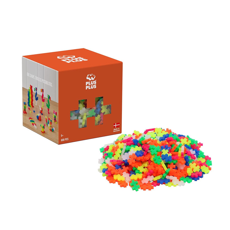 PLUS PLUS - Open Play Set - 600 Piece - Neon Color Mix, Construction Buildi
