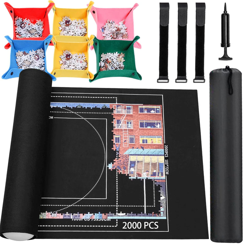 Jigsaw Puzzle Mat Roll Up 2000 1500 1000 500 Pieces Puzzel Matte, Black Rol