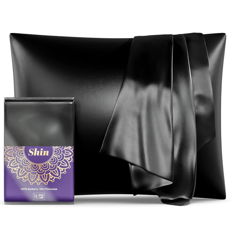 Mulberry Silk Pillowcases Black, 100% Real Pllow Cases For Hair And Skin, Quee
