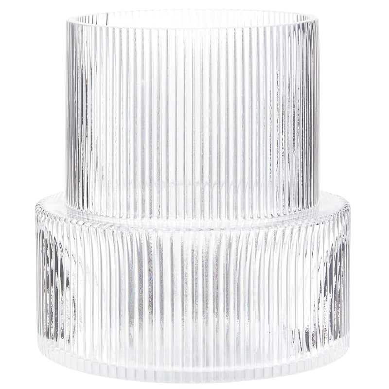 Clear Glass Vase, Ribbed Vase, Fluted Glass Vase, Flower Vase, Modern Vase For